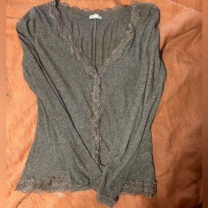 Free People Brown Lace top